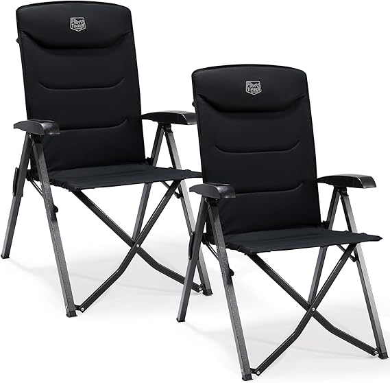 TIMBER RIDGE Folding Camping Chair 2 Set Adults Recliner High Back 150kg