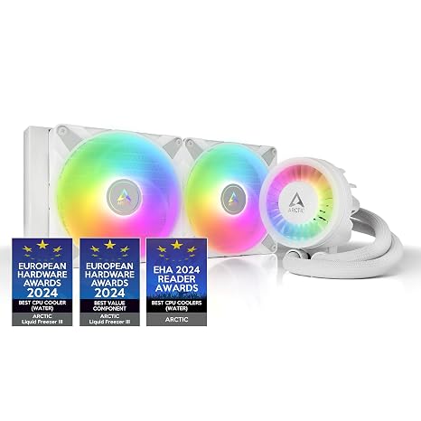 Arctic Liquid Freezer III - 280 A-RGB Intel/AMD Compatible, 280mm Radiator, 2x14cm P14 PWM Fan, Liquid Processor Cooler White (AR-ACFRE00151A)