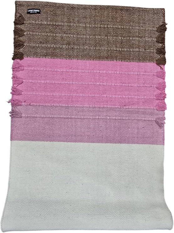 100% Organic Anti Skid Cotton Yoga Mat - Eco-Friendly Hand-Woven Rug - Non-Slip & Thick (24”x72”x5mm) for Everyday Fitness at Home - Comfortable Extra-Long
