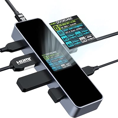 DOCKCASE Visual Smart USB C Hub 6-in-1 with HDMI Port 4K@60Hz, USB-C and 3 USB-A 5Gbps Data Ports, 100w PD Power Delivery, for MacBook Air, MacBook Pro, XPS, and More