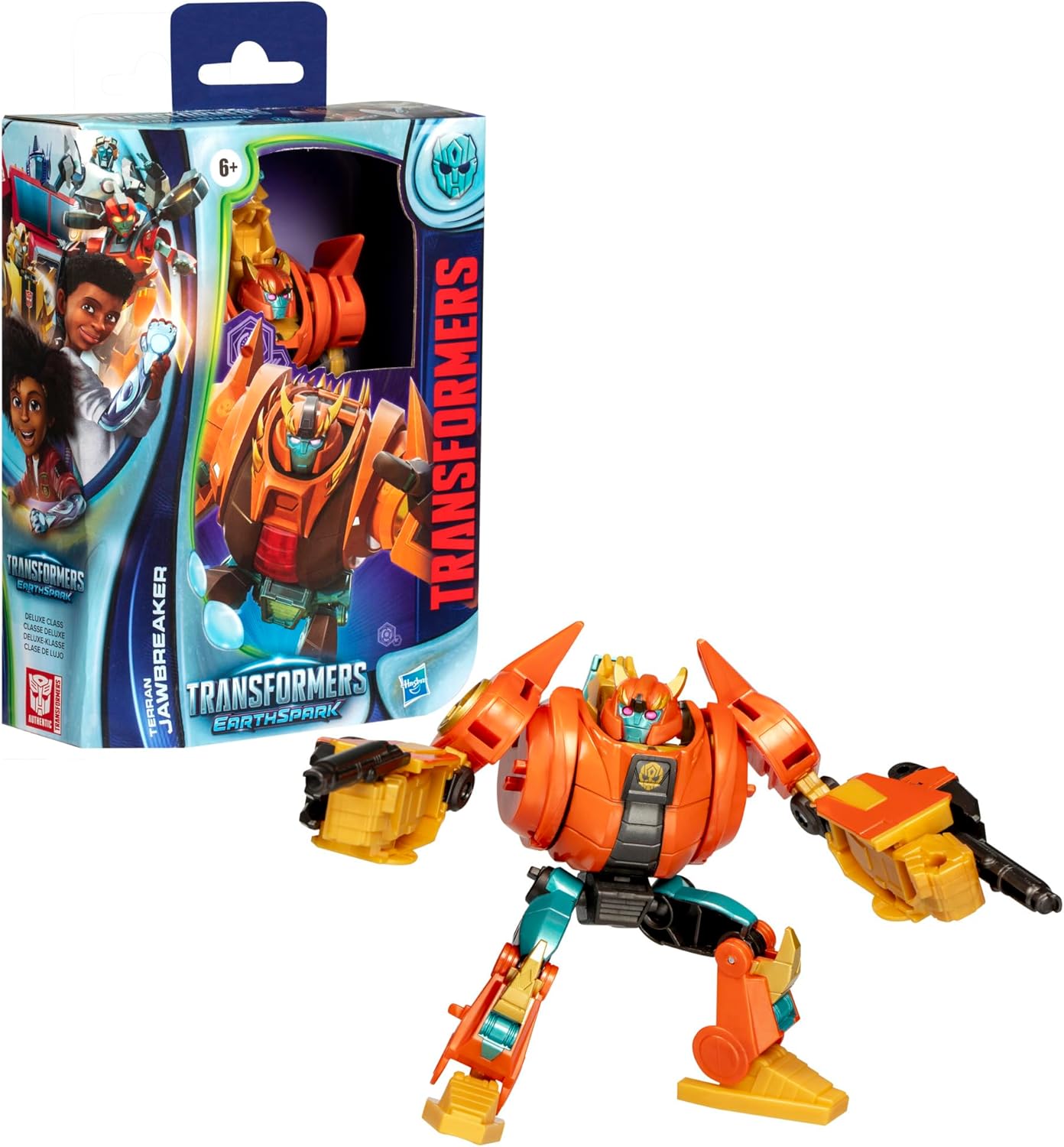 Transformers EarthSpark Deluxe Class Terran Jawbreaker 5 inch Robot Action Figure Converts in 16 Steps, Interactive Toys for Boys and Girls 6 Years and Up