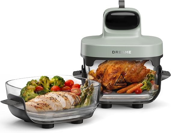 dreame Tasti AirFryer 5-in-1 Portable Glass Hot Air Fryer Two Container