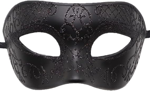 Masquerade Mask for Men Vintage Venetian Mardi Gras Halloween Christmas Party Masks (Black 3)