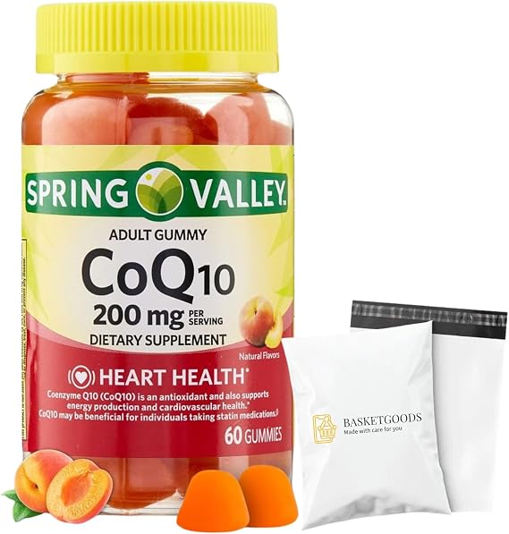 Spring Valley Coq10 200mg Gummies- Coenzyme Supplement for Adults 60 ct (Pack of 1), Set by Basket Goods