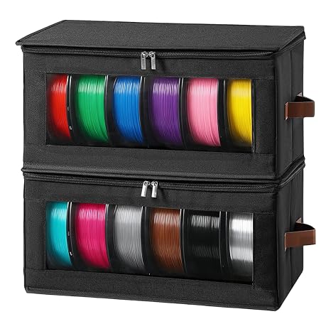 2 Pack 3D Printer Filament Storage Box - Holds Up to 12 Rolls 1kg Spools | Airtight Filament Storage Containers with Zipper and Handle,Moisture and Dustproof-3D Filament Holder for Home,Office,Studio