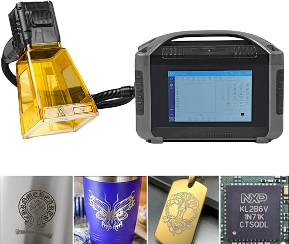 Fiber Laser Engraver 50W(0.39mW) Fiber Laser Marking Machine MAX Handheld Laser Engraving Machine Portable Laser Marker with 70 x 70mm Lens Class 1 for Metal Non-Metal Material