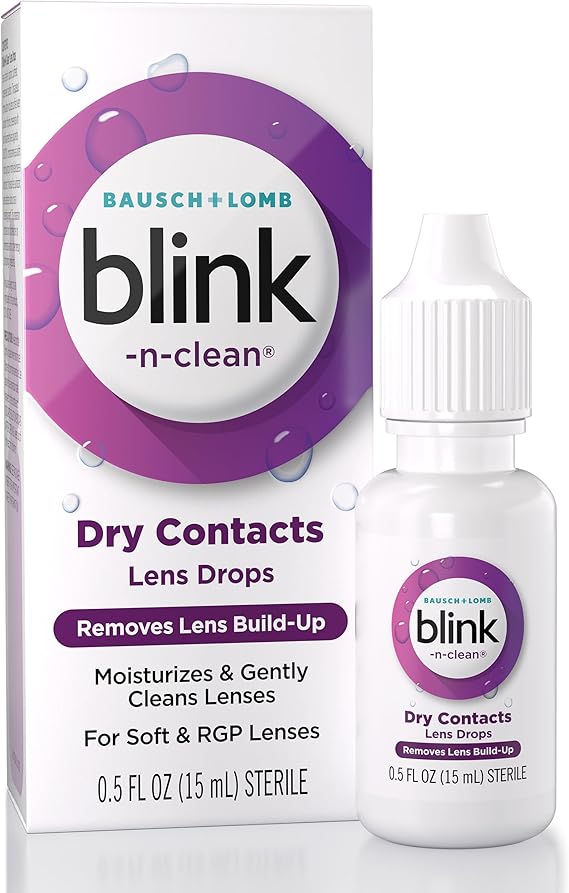 Blink-N-Clean Contact Lens Drop, Rewetting Drops for Soft & RGP Contact Lenses, Instantly Moisturizes, Removes Lens Build-Up, Cleans Lenses and Hydrates Eyes During Wear, 0.5 Fl Oz