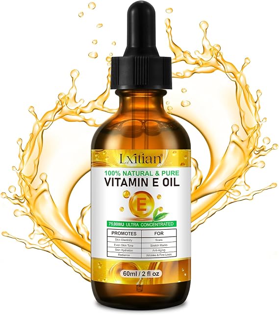 Vitamin E Oil for Skin (75,000 IU) - Daily Moisturising Body Oil for Women &amp; Men - Nails, Face, Body &amp; Hair Care - Moisturizer for Dry Skin, Scars, Fine Lines &amp; Wrinkles - Moisturizing &amp; Firming, 60ml