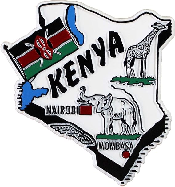 Kenya Country Outline Refrigerator Magnet, Approximate Size 2 inch x 3 inch