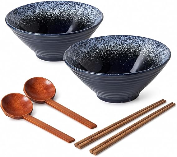 Japanese Ceramic Ramen Bowl Set of 2