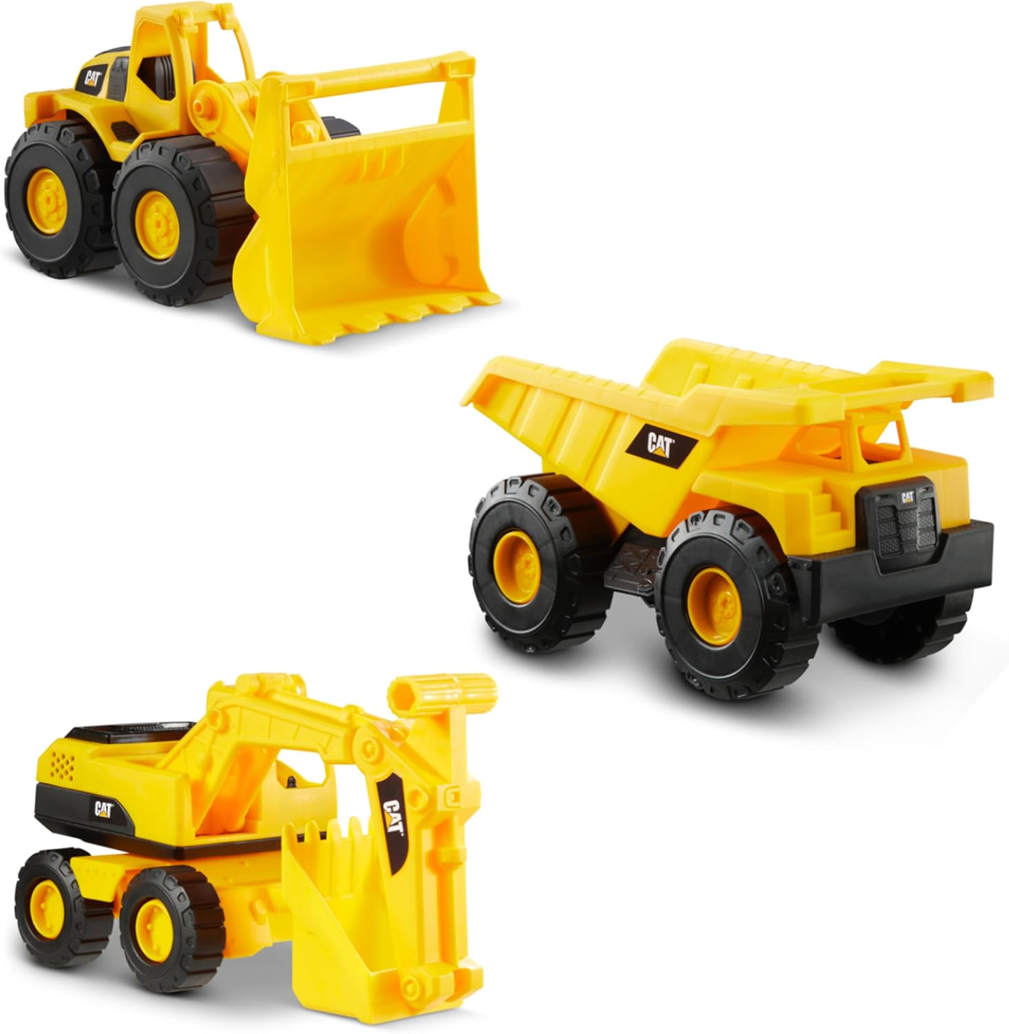 Caterpillar 82360 Construction Vehicles Mini Crew 3 Pack-Dump Truck, Wheel Loader, Excavator, Yellow