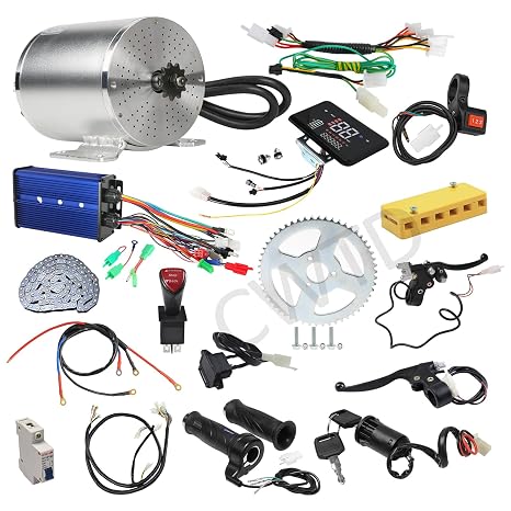 Full Set Brushless Motor Kit Include 72V 3000W Brushless Motor Controller LCD Display Throttle Grip with Key Switch 3-Speed Toggle Switch Forward/Reverse Switch for E-Bike Scooter Go Kart