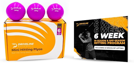 Driveline Baseball Mini Hitting PlyoCare Balls (200g, 6 Pack) Hitting Practice to Increase Exit Velocity + Free 6-Week Program