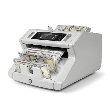 Safescan 2210 Money Counter Machine with Counterfeit Detection, Multi-Currencies, Add/Batch Modes, LCD-Display, High-Speed Counts and Sorts 1,000 Bills per Minute, 2 Point Counterfeit Check