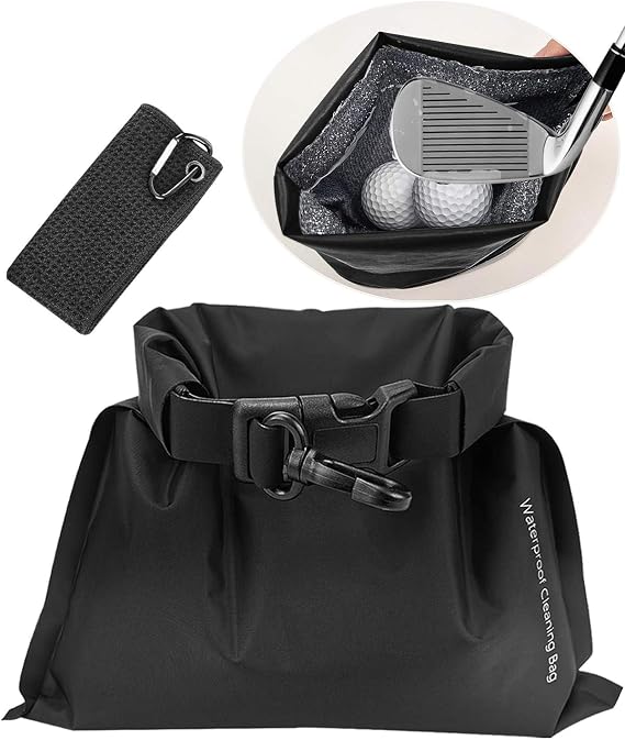 Golf Club and Ball Cleaning Pouch with Attached Towel
