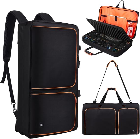 DJ Controller Case for DDJ-FLX10/ 1000/REV7/REV5/800/ FLX6 AlphaTheta DDJ-GRV6 With Thick EVA Padding, Adjustable Shoulder Strap,Fits Up to 15.6" Laptops Perfect for DJ and Music Producers