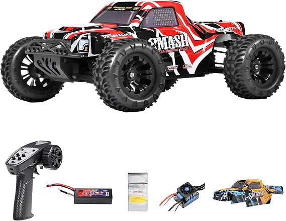 Smash 1:10 Scale Hobby Grade RC Truck, 30+ Mph High-Speed Brushless Model, 4WD Off-Road RTR with 2.4GHz Radio System, Fully Adjustable Oil-Filled Shocks & Metal Drivetrain