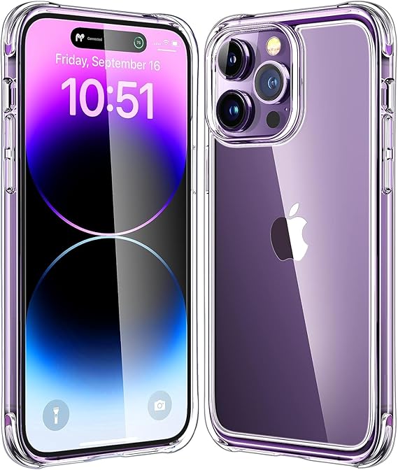 Mkeke for iPhone 14 Pro Case Clear, [Military Grade Protection] [Not Yellowing] Shockproof Acrylic Phone Case for Apple iPhone 14 Pro 2022