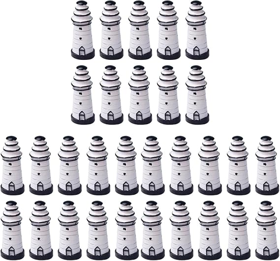PATKAW 30 PCS Mini Lighthouse Decor Set - Miniature Lighthouse Statue DIY Accessories Figurine Nautical Resin Crafts for Micro Landscape Ecological Bottle Small Desktop Adornment - Assorted Colors