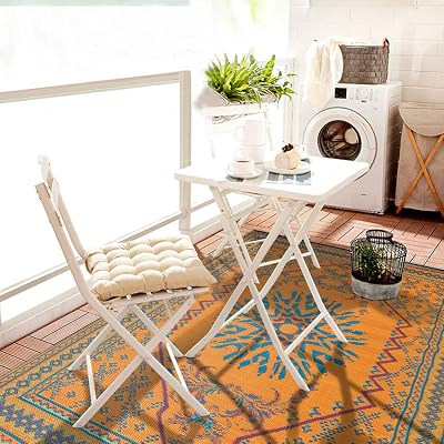 Santex OutdoorIndoor Plastic Straw Rugs Waterproof Portable Mat Easy to Clean Outdoor Patio Mat, Perfect for Garden, Patio, Picnic, Decking Orange,8x10 Feet