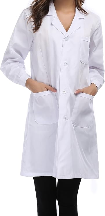 Taylor Eddie Women White Lab Coat Long Sleeve Medical Professional labcoat