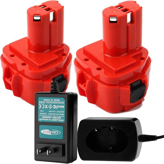 CREABEST 2Packs 12V 3.5Ah Ni-MH Replacement Battery for Makita 192598-2