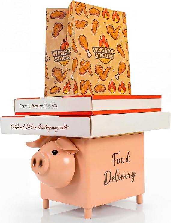 Made Easy Kit Elevated Food Delivery Drop Box with Signage for Driver Clarity Metal and Wood Stand for Takeout Orders As Seen on the News Outdoor Door & Porch Decor with Storage (Pig)