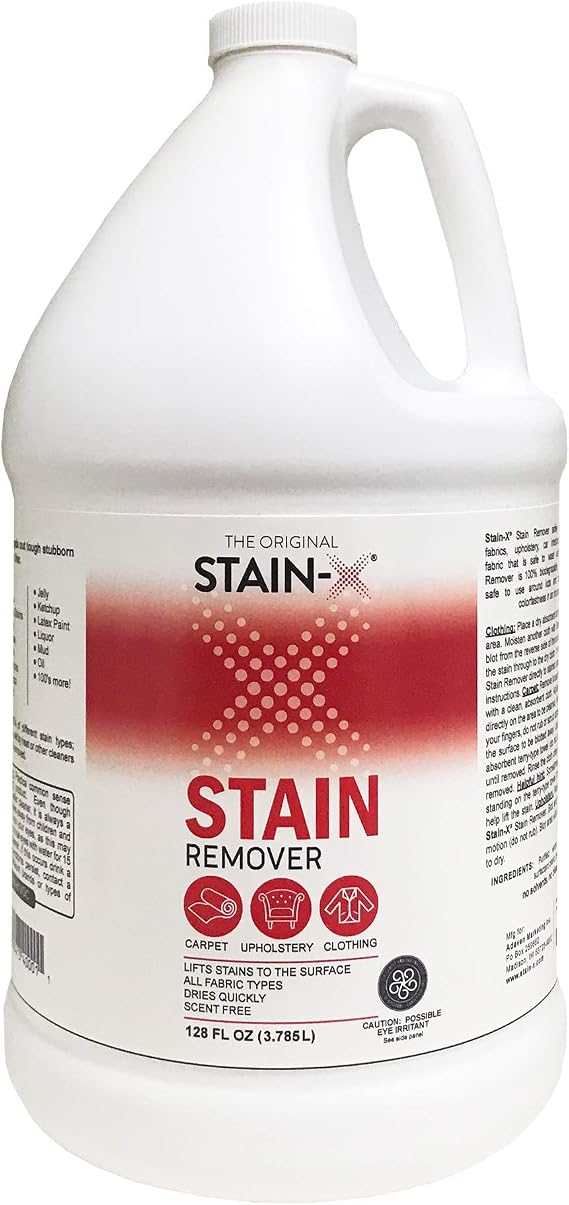 STAIN-X Cleaner | Effective Stain Remover for Laundry, Carpet, Clothing, Upholstery and Other Washable Fabrics - Value Pack (128 oz)