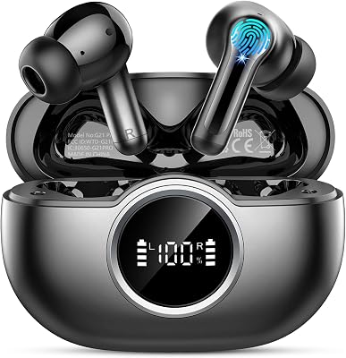Wireless Earbuds, 2025 Bluetooth 5.4 Headphones 3D Hi-Fi Stereo Bass Ear Buds, 4 ENC Noise Cancelling Mic, 40H USB-C in-Ear Earphone Sport, 3g IP-X7 Waterproof Workout Gym for Laptop Pad Android iOS