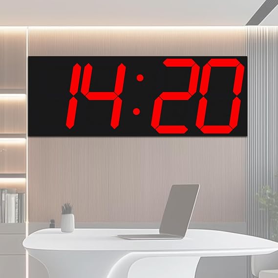 CHKOSDA Digital Clock with Large Display 18.7 Inch, GPS Auto-Sync Time, Wall-Mounted with Remote Control, Ideal for Classroom Use
