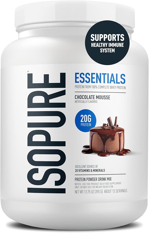 Isopure Essentials 100% Whey Protein Powder, Chocolate Mousse 13.75 OZ