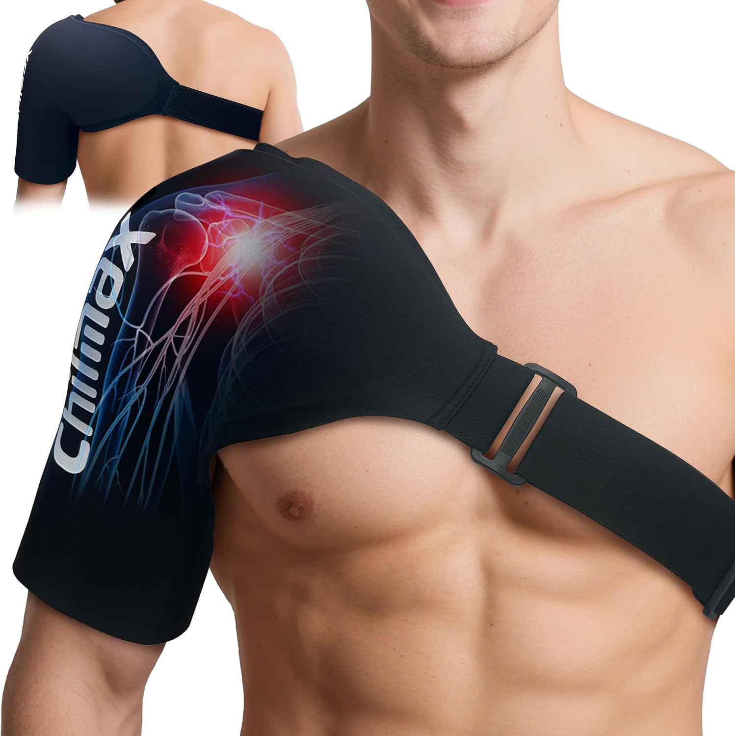 Shoulder Ice Pack Wrap Rotator Cuff & Arm,Reusable Gel Hot Cold Therapy Compression,Instant Relieve Shoulder Periarthritis Pain,Fatigue, Sports injury, Best Surgery Recovery Gift Large Black
