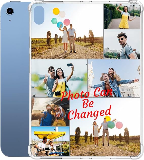 Custom Case for iPad 11 inch 11th Gen 2025/iPad 10.9 inch 10th Gen 2022, Multi-Photo, Reinforced Corners Bumper Case, Soft Lightweight Thin Flexible Back Shell, Clear