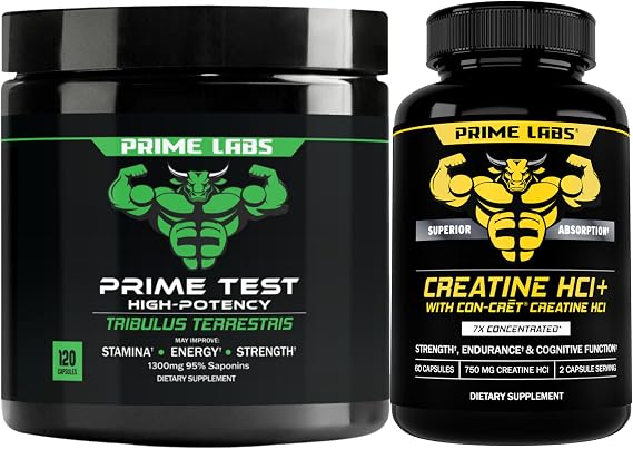 Prime Labs Tribulus Terrestris (120 ct) + Creatine HCl Capsules (60 ct)
