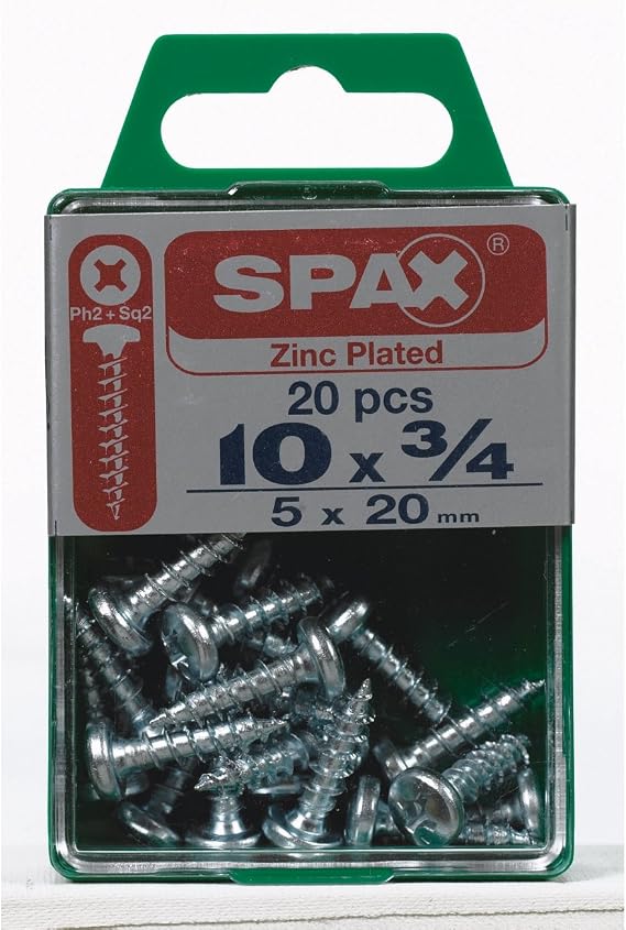 SPAX Multi-Material Screw 3/4" Zinc Phillips/Square Multiple Material Thread Pan Head Box 20