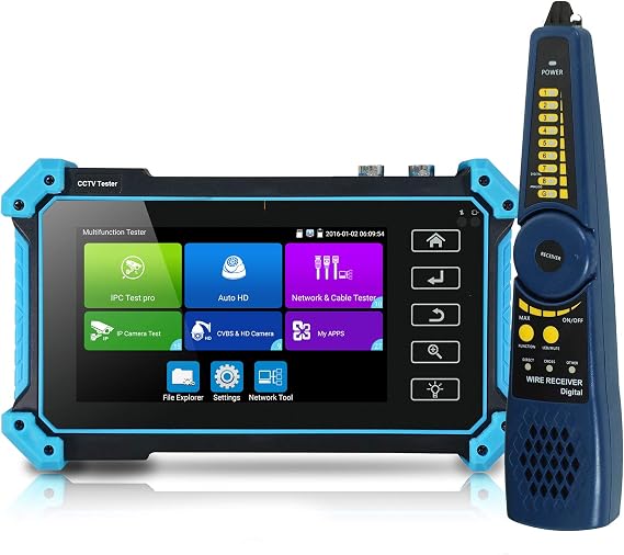 CCTV Tester, IPC-5200C Plus 5 Inch IPS Touch Screen IP CVBS Analog Camera Tester 4K H.265 Video Monitor with HDMI Input/POE/WiFi/Cable Tracker/TVI CVI AHD/Firmware Upgraded