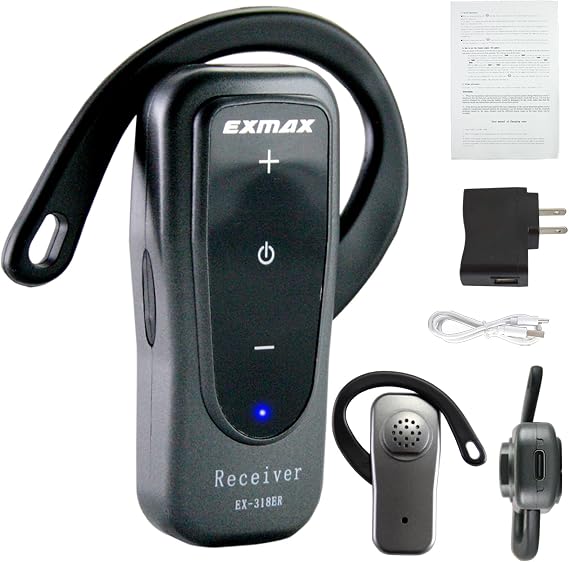 EXMAX-EX-318 2.4GHz Wireless Audio Visual Voice Acoustic Transmission Tour Exhibit Guide Guiding System Mini Ear-Hook Receiver for Church Lecture Seminar Training Travel Museum Visit Hajj(1 Receiver)
