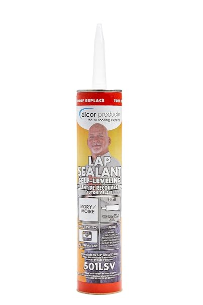 Dicor 501LSV-1 HAPS-Free Self-Leveling Lap Sealant for horizontal surfaces - 10.3 Oz, Ivory, Secure, Ideal for RV Roofing, Maintenance, Repair, Appliance Application