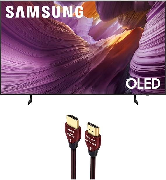 Samsung QN65S85FAFXZA 65 Inch OLED HDR 4K Smart TV with a WireLogic Ruby 8ft Ultra High Speed 4K-8K-10K HDMI Cable (2025)