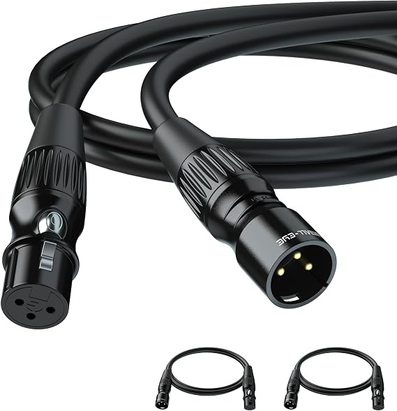 SMALL-EYE XLR Cables for Microphone 1FT 2 Pack, Hi-Fi Gold Plated 3-Pin Balanced Short Cable XLR Male to Female Patch Cord
