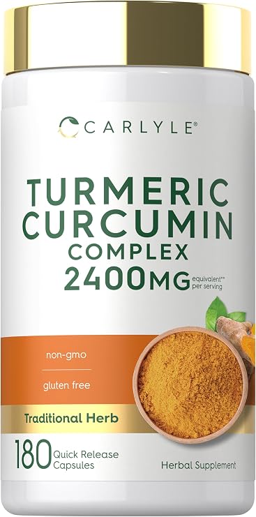 Carlyle Turmeric Curcumin Supplement | 180 Powder Capsules | Herbal Complex | Non-GMO, Gluten Free Formula