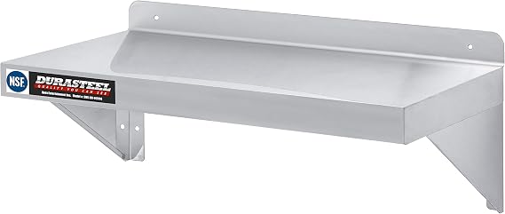 DuraSteel Stainless Steel Wall Mount Shelf 24 Wide x 14 Deep Commercial Grade - NSF Certified - Good for Restaurant, Bar, Home, Kitchen, Laundry, Garage and Utility Room