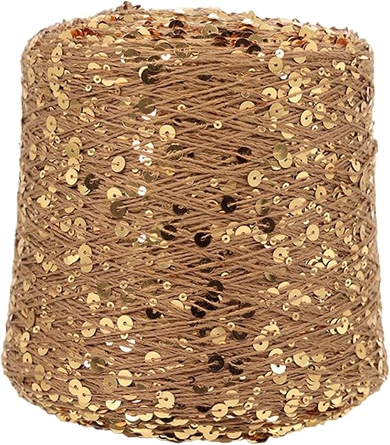 ECYC Ltd 153 Yards Cotton Sequin Yarn, Sparkle Sequin Thread for Knitting & Crocheting, DIY Craft Projects