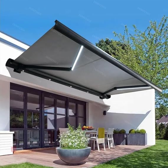 Electric Retractable Patio Awning - Motorized Sunshade Canopy, Waterproof & UV-Resistant Folding Awning for Deck, Balcony, Yard - 3x2.5m Outdoor Shelter