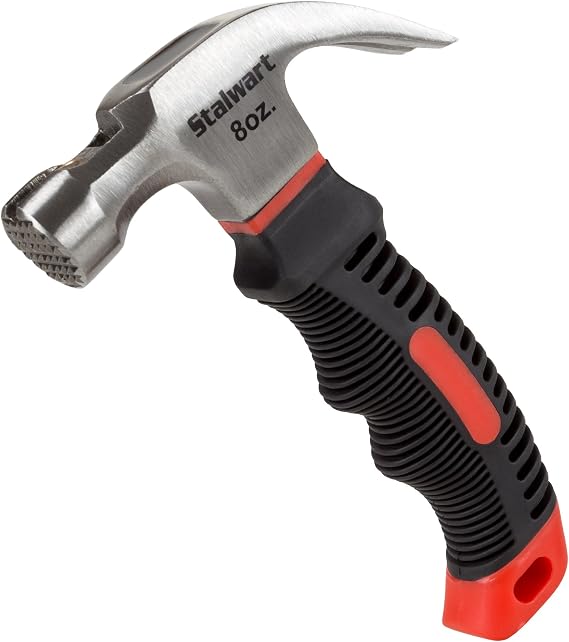 Claw Hammer with Magnetic Nail Starter - 8oz Small Hammer for Women and Men with Fiberglass Handle - Carbon Steel Stubby Mini Mallet for Camping Tent Stakes, DIY Home Repairs or Dorm by Stalwart