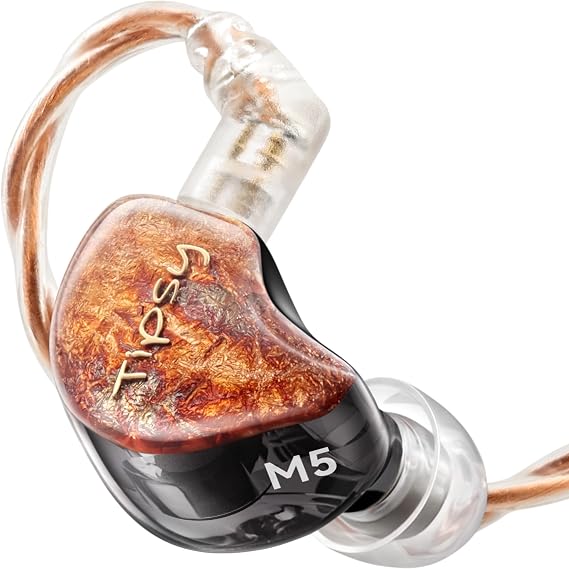 Tipsy M5 Ultra IEM, 5Driver Hybrid (Bone Conduction + DD + 2BA + Planar), Includes 3.5/4.4/6.35 Plugs and HiFi DualChip DAC, Big Dynamics, High Resolution, Extreme Detail