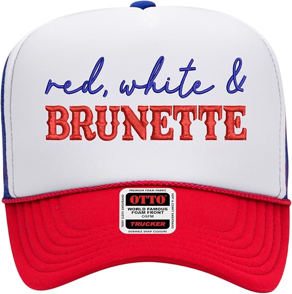 Red,White, Brunette Hat | Premium Vintage Trucker Hat with Adjustable Snapback for Men and Women