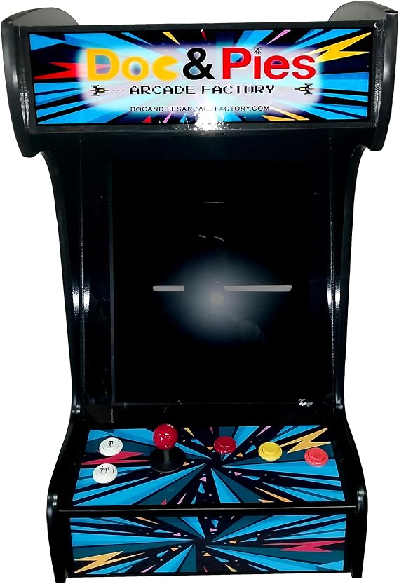 Doc and Pies Arcade Factory Classic Home Arcade Machine - Tabletop and Bartop - 60 Retro Games - Full Size LCD Screen, Buttons and Joystick