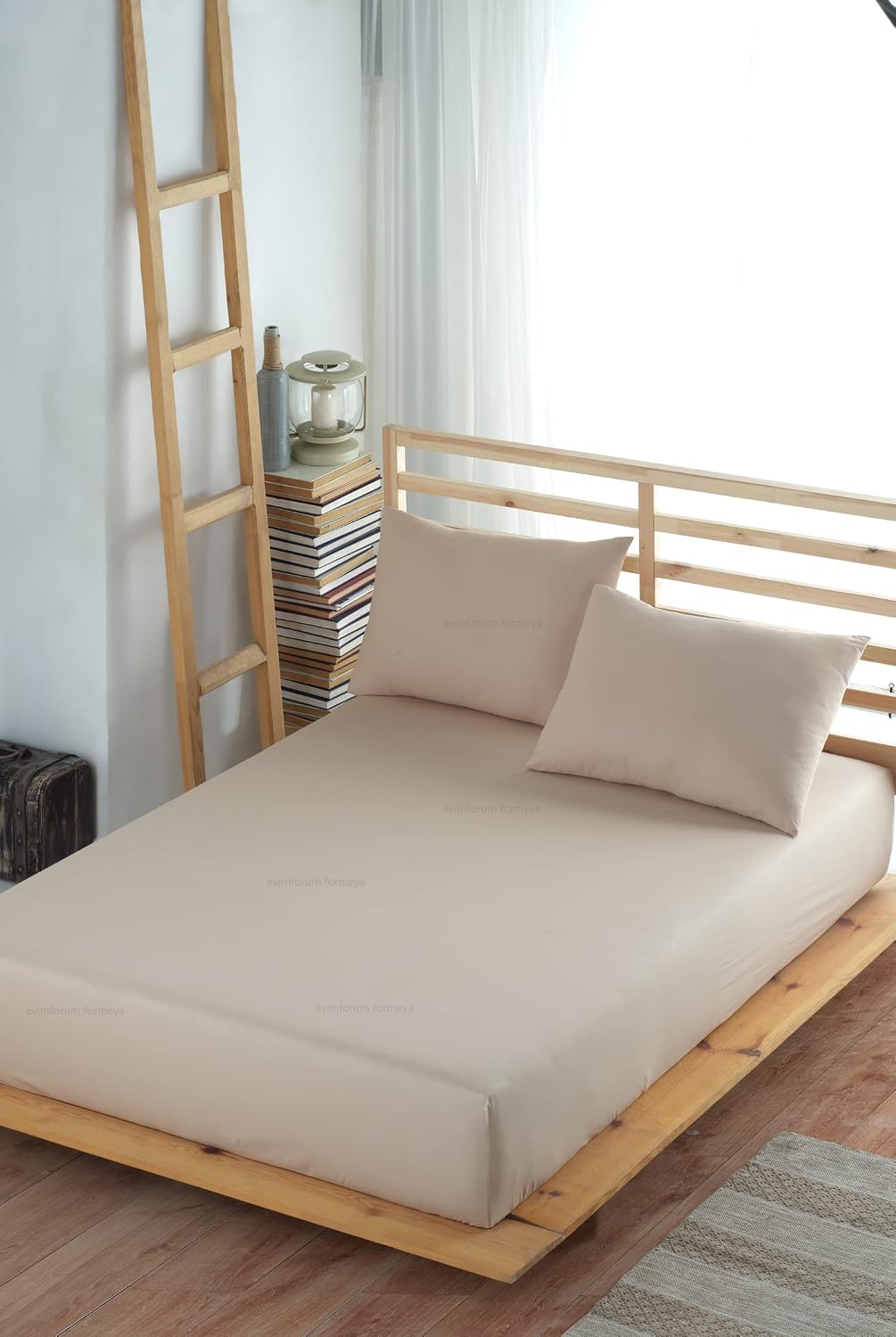 Formeya Adelya Gray Elastic Sheet Set WITH PILLOWCASE Single or Double Brown, 90 x 190