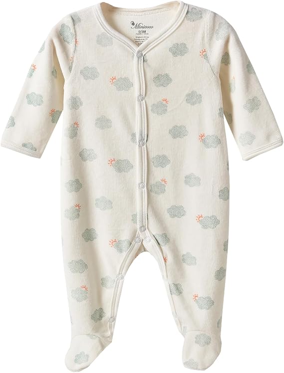 Baby Long Sleeved Velvet Romper, Cotton-Blend Infant Footed Jumpsuit for Newborn 012 Months